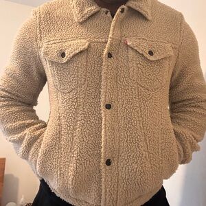 Levi’s All-Over Sherpa Trucker Jacket – Cream/Oatmeal